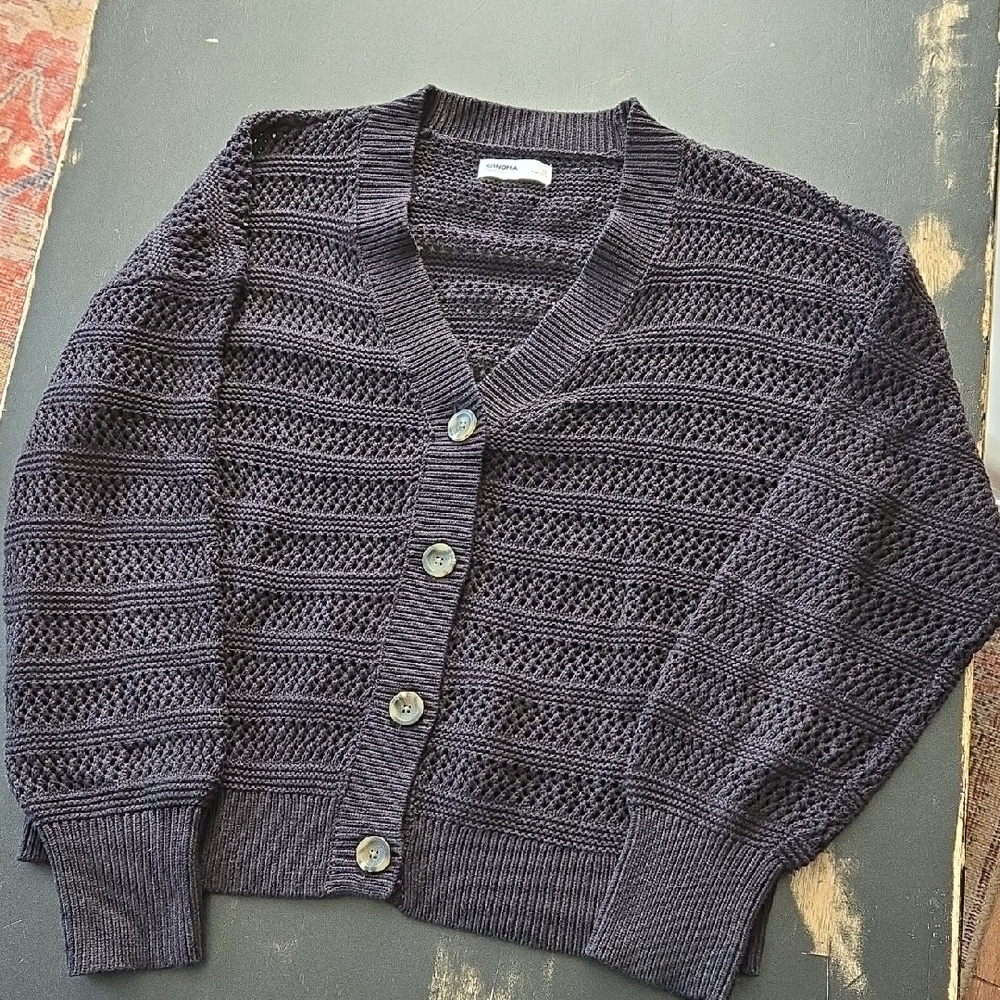Sonoma Black Textured Knit Cardigan Sweater